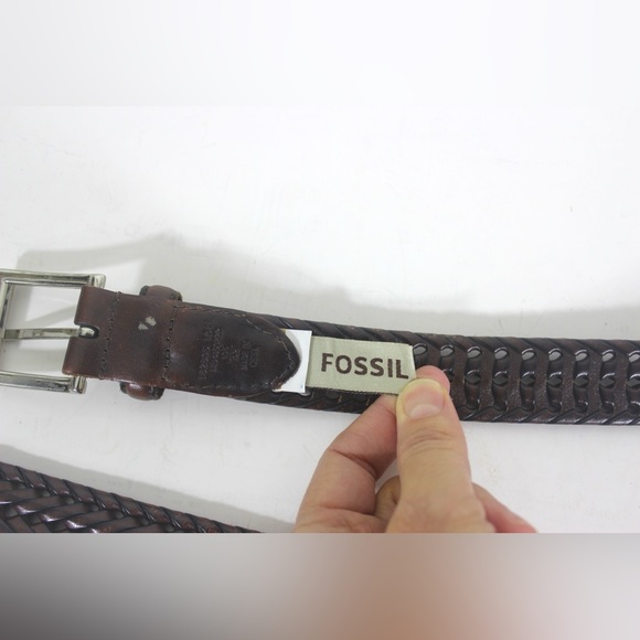 Adjustable Braided Woven Brown Leather Belt Silver Buckle Vintage Distressed - Picture 4 of 9